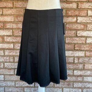 Black Panel A Line Skirt with Lace Trim - Size 9
